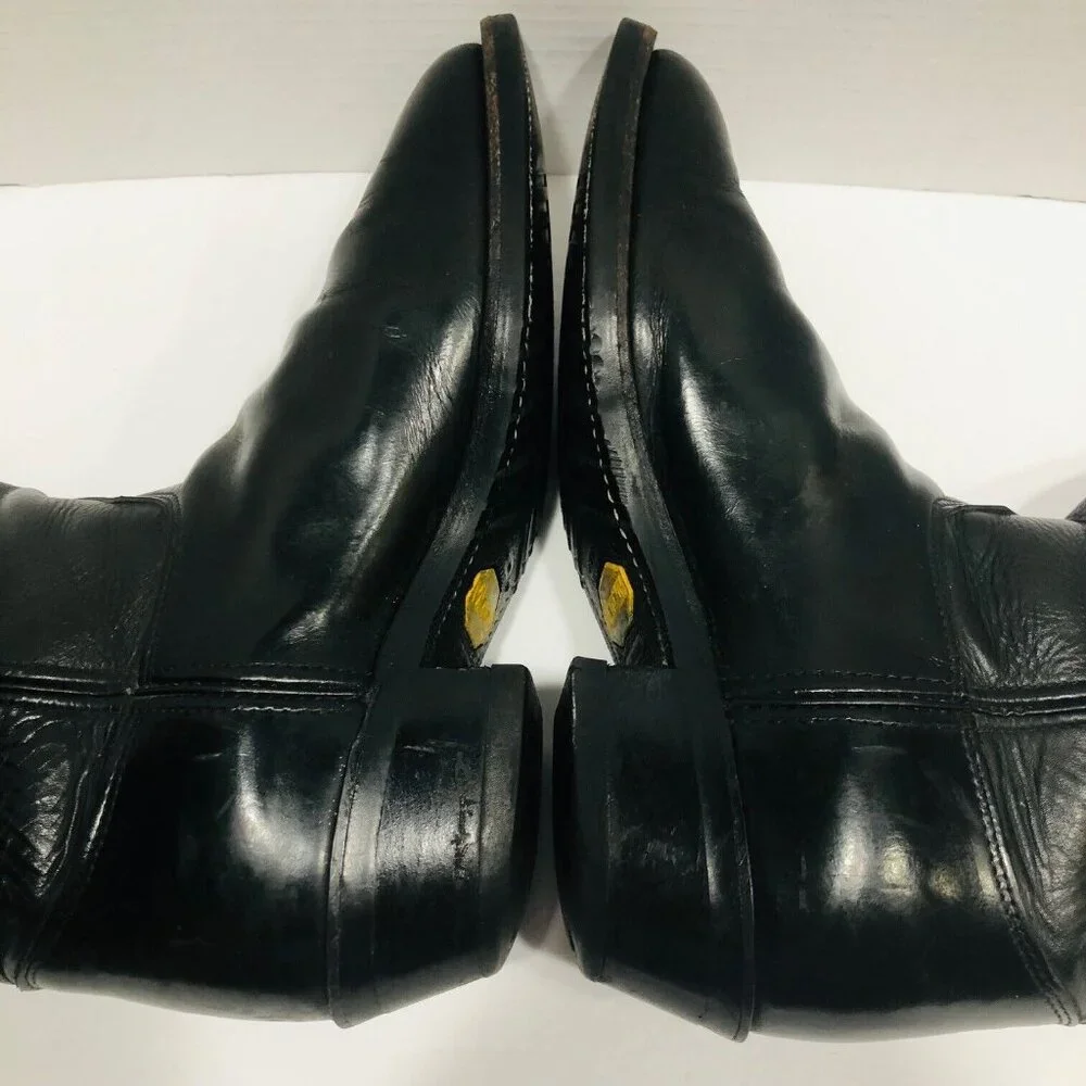 Justin Mens 10EE Tobias Boots Black Leather Vibram‎ Sole USA Western Cowboy $204
